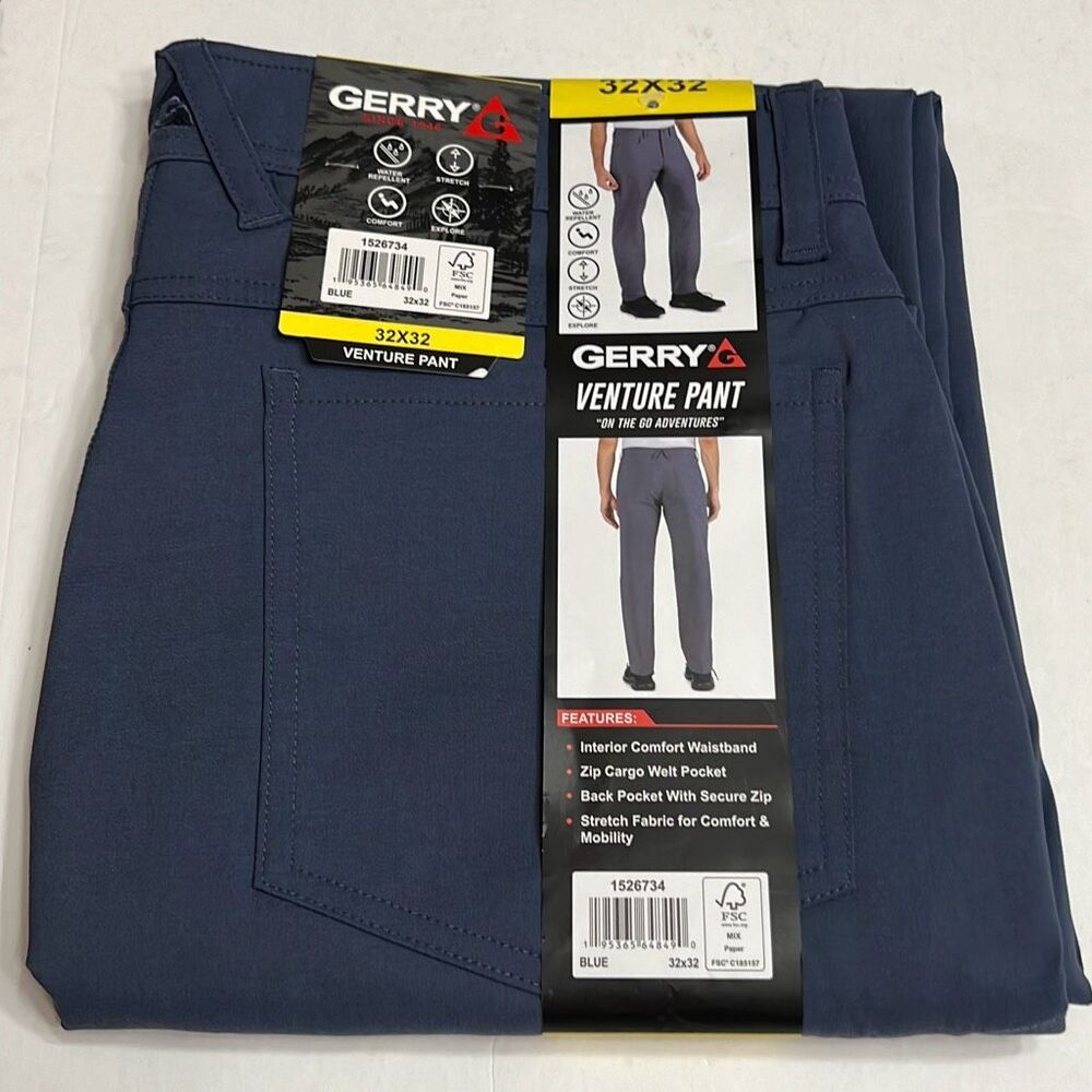 GERRY Pants Men’s Venture 32 X 32 Blue Relaxed Fit Comfort Stretch Pockets NWT - Picture 15 of 15